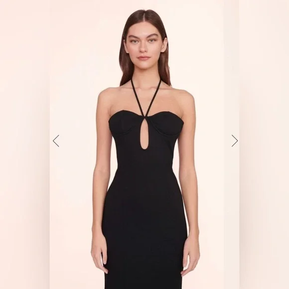 Staud Bardot Cutout Halter Dress M - Picture 2 of 10